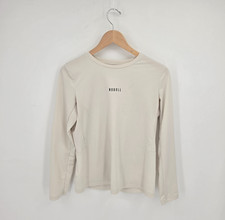 NOBULL Waffle Knit Tech Long Sleeve Shirt Women's Size Small Beige WTCHLSVAPS
