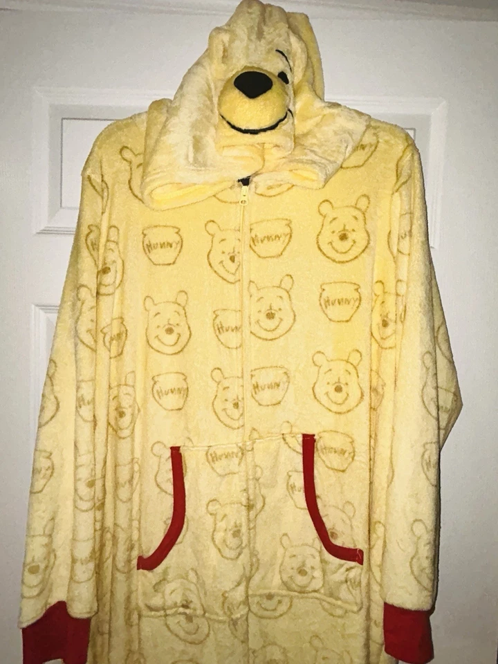 Disney Винни-Пух 3 X с капюшоном молнии плюшевый флис Sleepwear 22/24 желтый новый! - Изображение 4 из 4