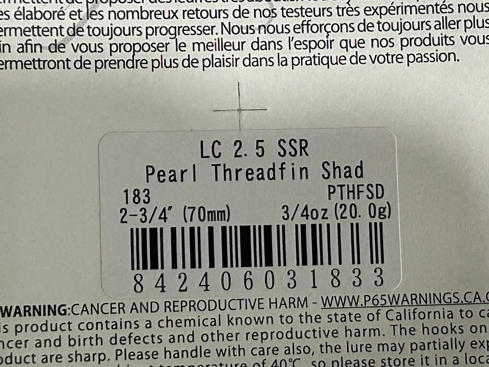 Señuelo de pesca LUCKY CRAFT LC 2.5 SSR "PEARL THREADFIN SHAD" Musky Crankbait JDM Foto 4 de 4