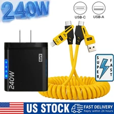 240W Fast Charging Wall Charger & 4-IN-1 Cable For Samsung iPhone Android Phone