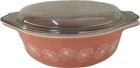 Vintage Pyrex Pink Daisy 043 1.5 QT Mrs. Maisel Oval Casserole 1-1/2 Qt w/Lid