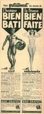 Publicité ancienne l'homme bien bati la femme bien faite issue de magazine 1954