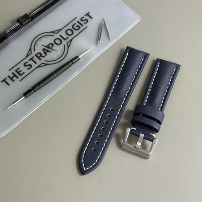 Blue White Stitch Sailcloth Watch Strap Band Premium Divers 19mm 20mm 21mm 22mm