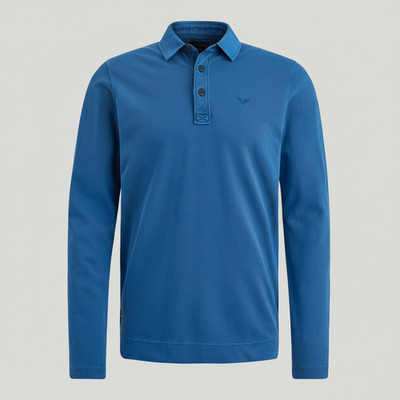 PME LEGEND Herren Langarm Poloshirt Blau Gr. M Baumwolle Piqué Regular Fit