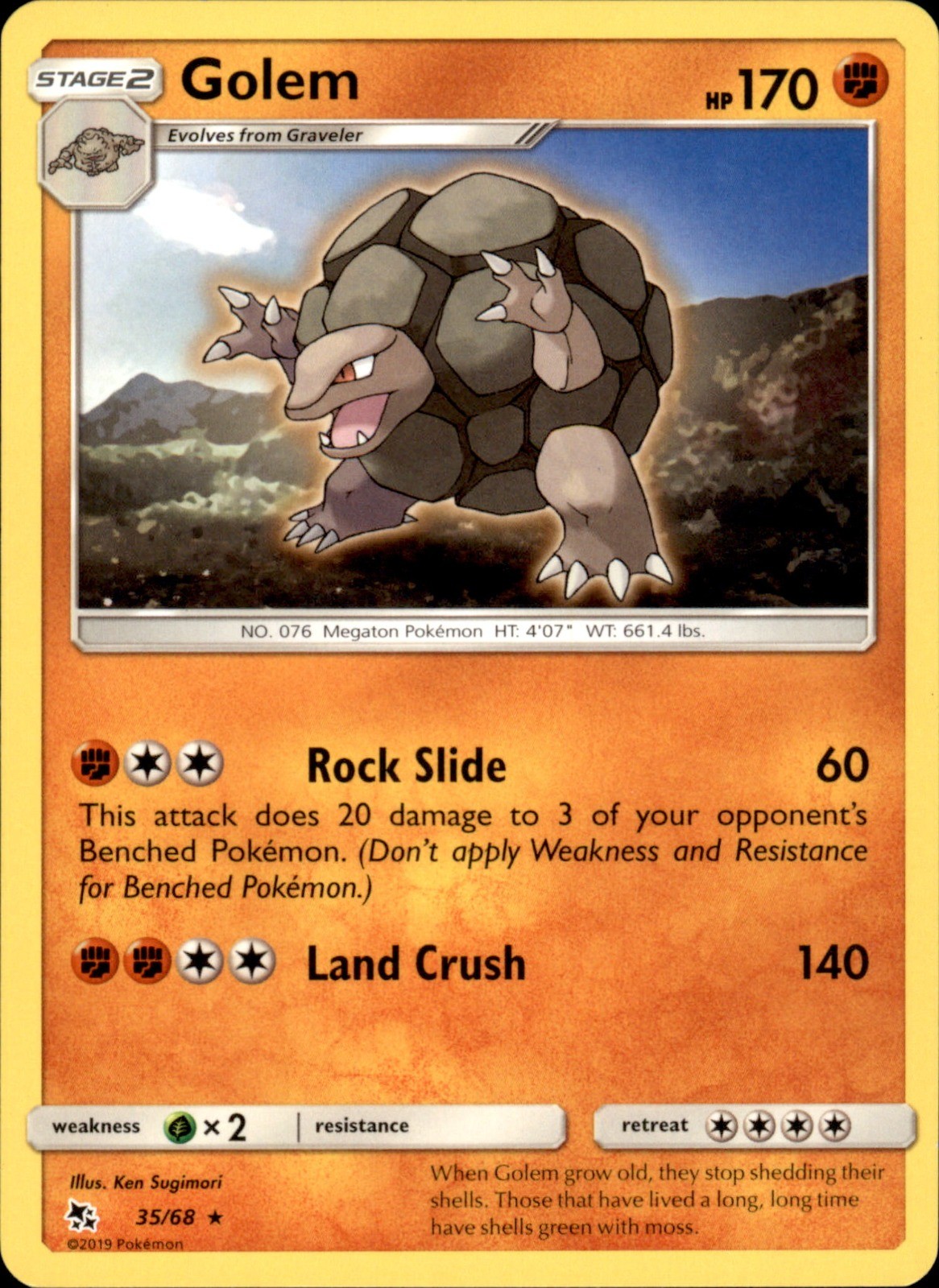 Golem 35/68 - Pokemon Hidden Fates - LP