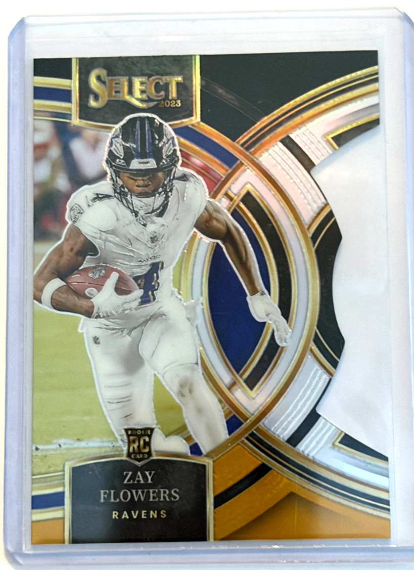 2023 Select - Premier Level Zay Flowers #157 Black & Gold Prizm Die-Cut (RC)