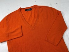 Magaschoni 100 cashmere Orange V-neck sweater Open Button Sides Knit Size XS