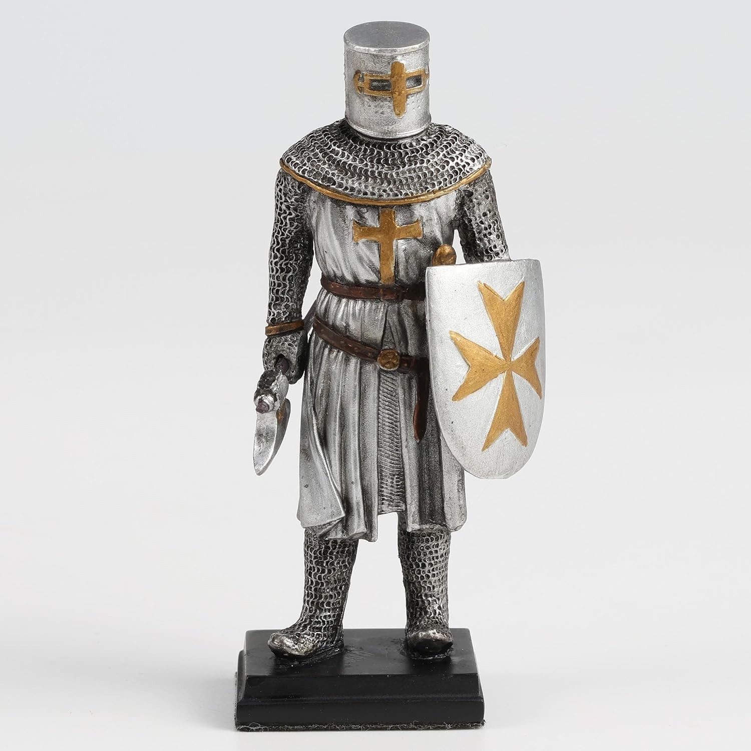 Crusader Knight Axe And Shield Figurine Home Decorative Collectible-image