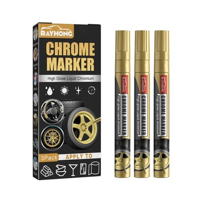 3 Flüssigspiegel Chrom Marker Set DIY Autolack Stift Metall Marker Plated Stifte
