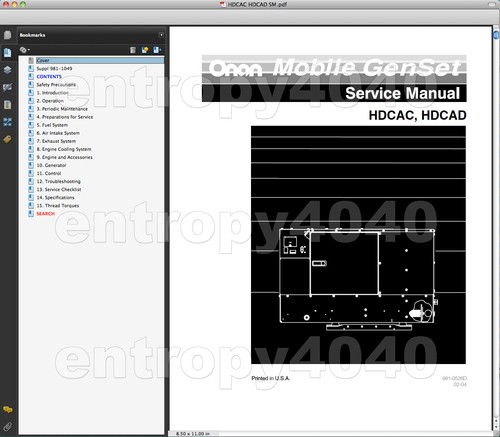 Onan HDCAC HDCAD SERVICE, Parts INSTALLATION Operators MANUAL -6- Genset MANUALS - Picture 2 of 3
