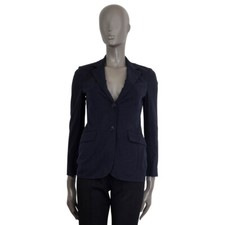 63814 auth LORO PIANA midnight blue cotton blend Classic Blazer Jacket 36 XXS