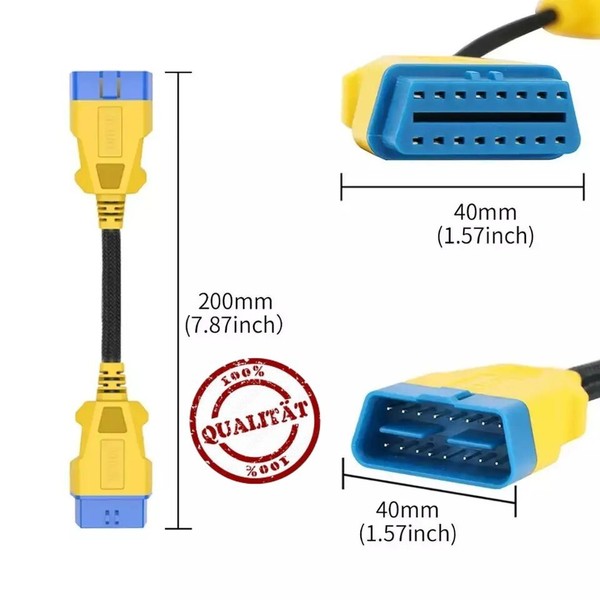 OBD 2 II VerläNgerung Kabel 20CM Stecker Auf Buchse 16 Pin Diagnose Interface.:-image