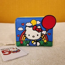 Loungefly Sanrio Hello Kitty 50th Anniversary Red Balloon Zip Around Wallet NEW