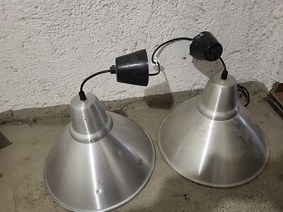 1x alte Alu Lampe Art Deco Fabriklampe groß Werkstattlampe Loft Bar Bauhaus Stil
