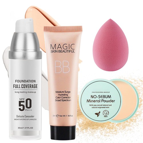 Color Changing Foundation Set with Makeup SpongeFlawless Non-greasy Full Cove...