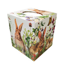 Handmade Decoupage Wood Tissue Box Cover, Bunny, Easter