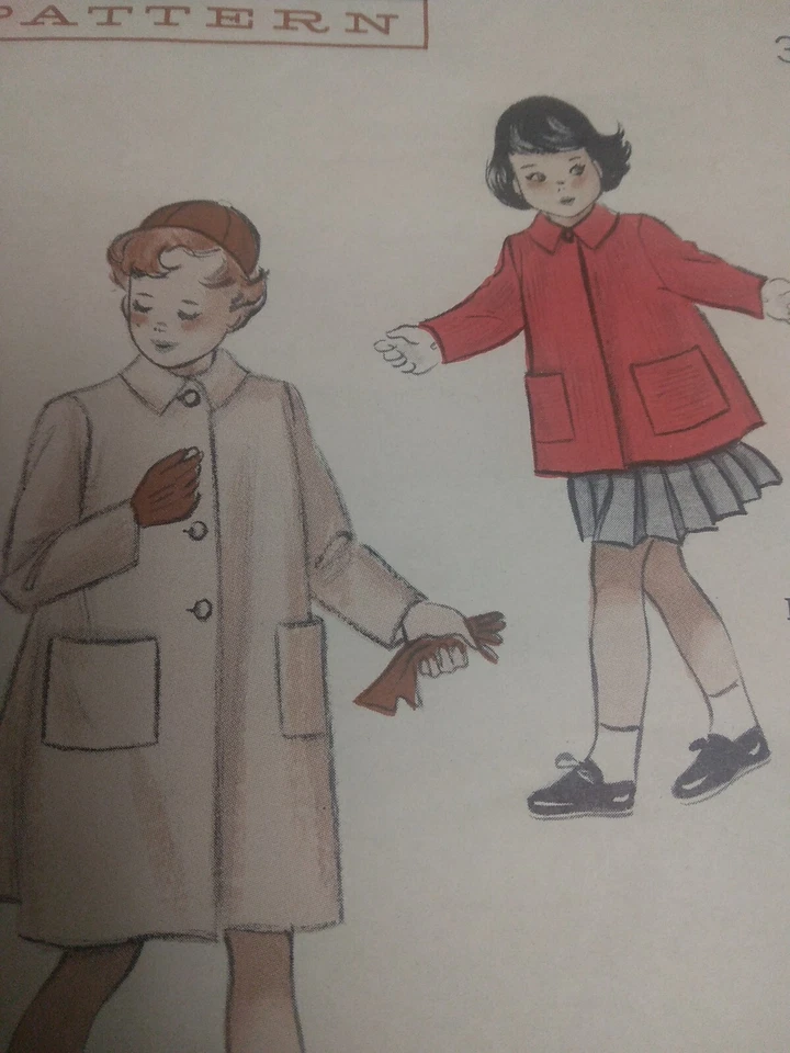 Dress Coat Short Topper Jacket Girls 6 Butterick 5624 Sewing Pattern VTG 50s Cut - Image 2 of 4