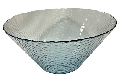 Arcoroc Luminarc Vercors Textured Pebbled Aqua Glass Bowl 11'' D x 5.5  T EUC
