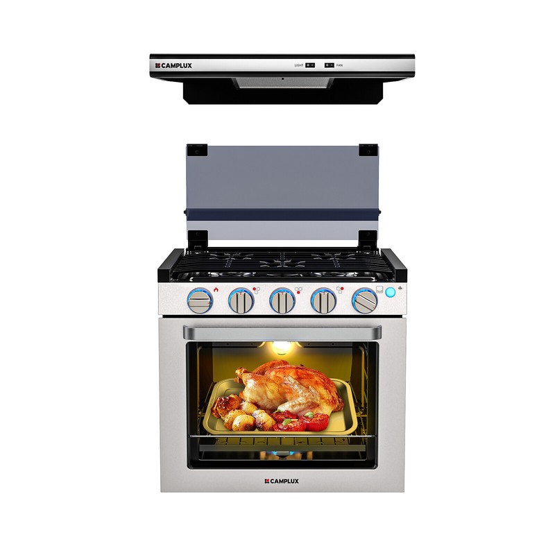 CAMPLUX 21" Gas Range Oven Cooktop & Ductless Range Hood Combo for RVer Camper