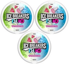 3x Ice Breaker Duo Fruit Plus Cool Mints Watermelon Flavor Sugar Free Mints