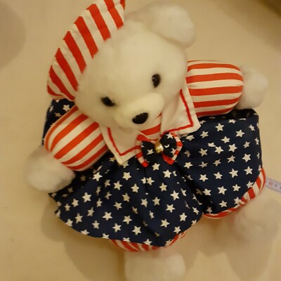 Dan Dee 1994 Teddybär Stoffbär Plüschbär Vintage Sammlung USA Flagge Kleidung We