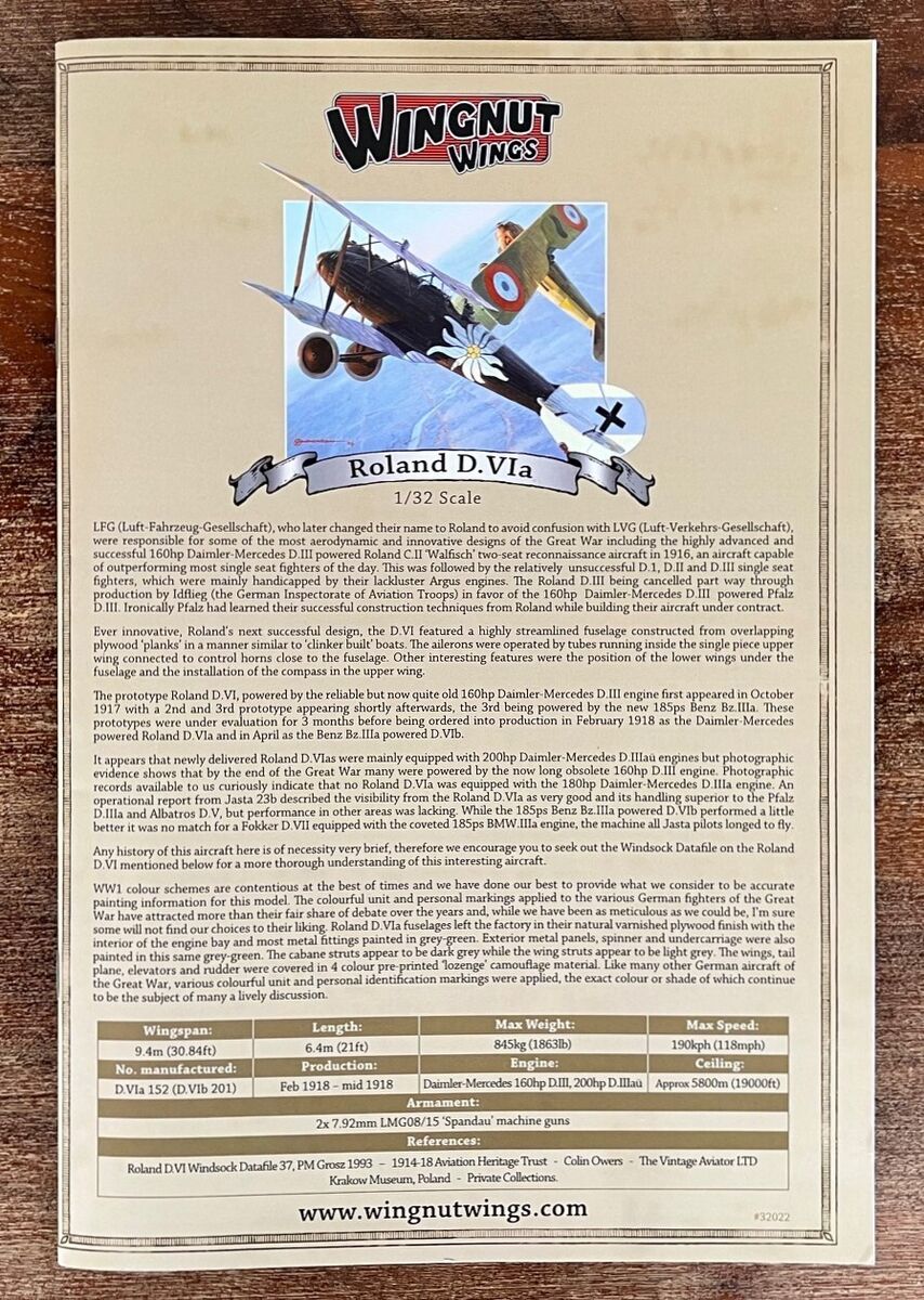 Roland D.VIa Wingnut Wings 1/32 hight quality scale model Roland D.VIa Wingnut Wings 1/32 hight quality scale model