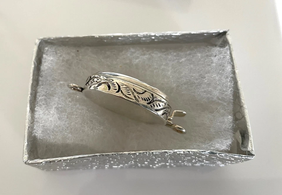 JEWELRY CLASP - Yellow Lime Green Turquoise Sterling Box Clasp Large Never Used — 第 3/4 张图片