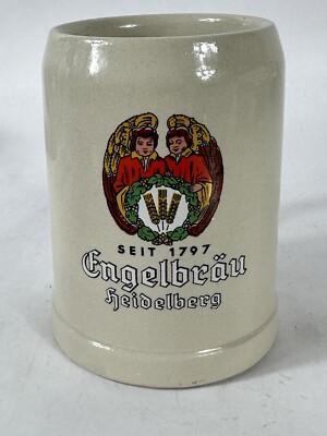 Vintage SEIT 1797 Engelbrau Heidelberg Stoneware Beer Stein W. Germany Gerz 0.5L
