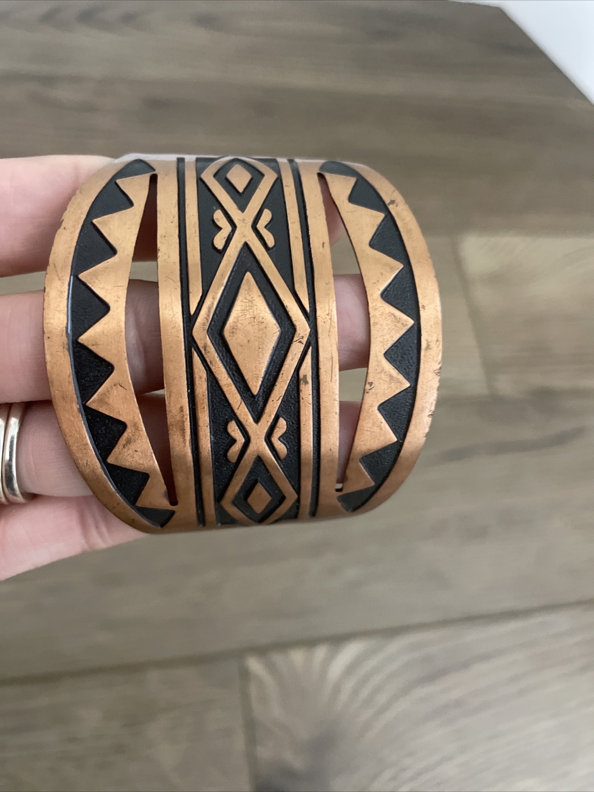 Native American Influence Wide Solid Copper Cuff … - image 5