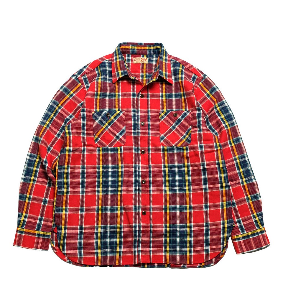 Sugar Cane No. SC29363 Twill Check Work Shirt Flannel Shirt Blue/Red M