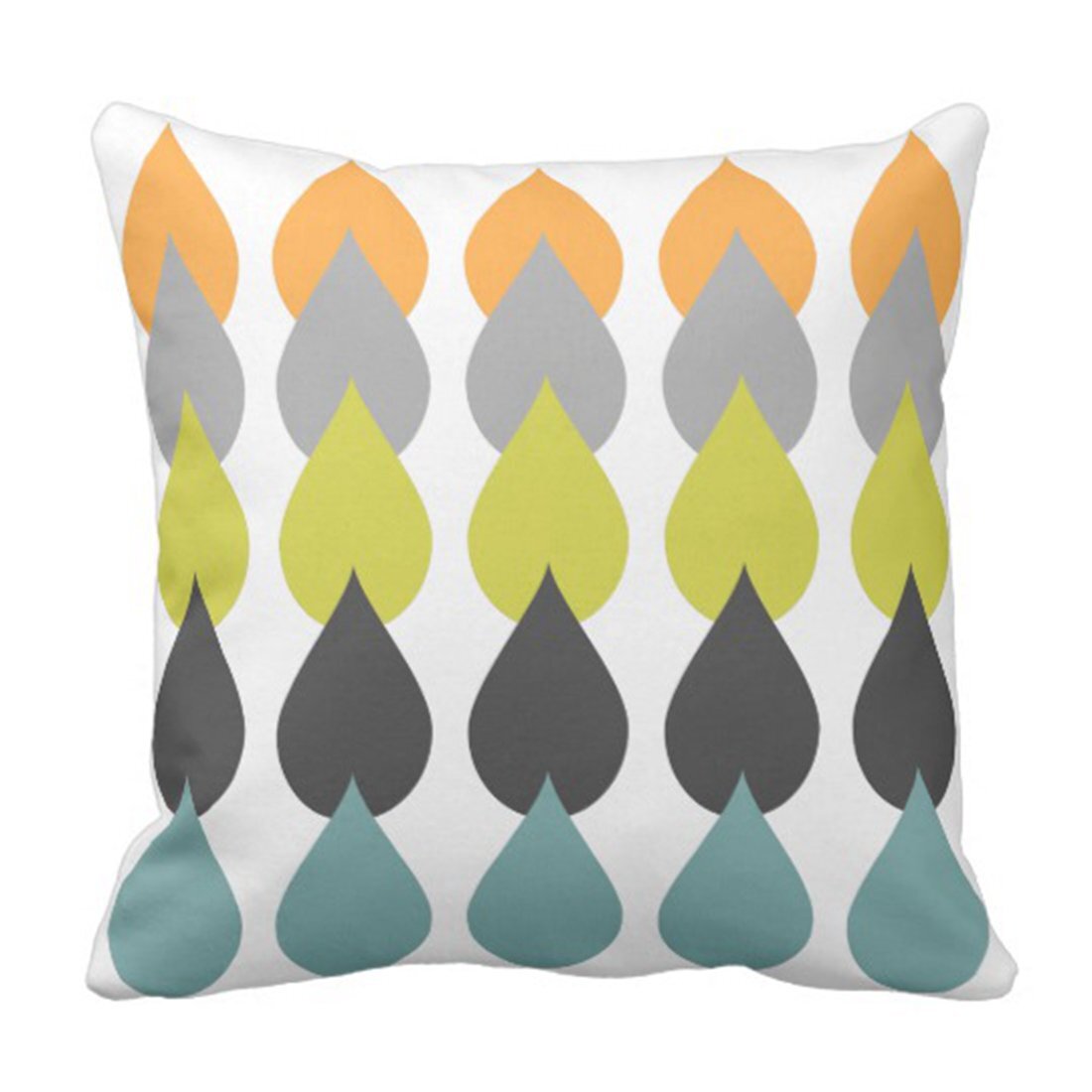 Green Grey Retro Orange Throw Pillow Cover Mid Century Decor-image
