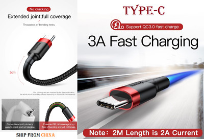 GENUINE Baseus USB Type C Cable Fast Charge TYPE-C Charging cord For Samsung