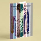 Shirt with striped background Son birthday card