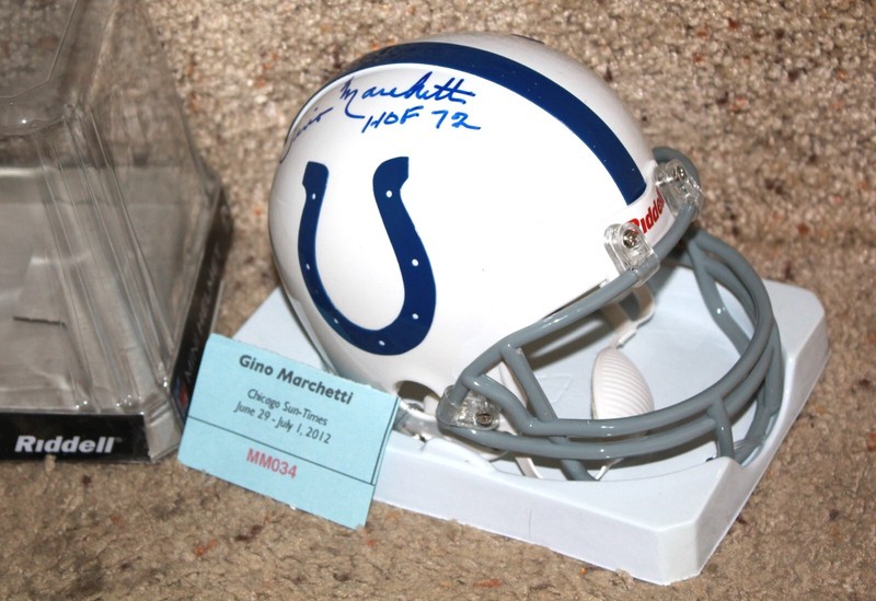 GINO MARCHETTI signed Baltimore Colts HOF Mini Helmet COA