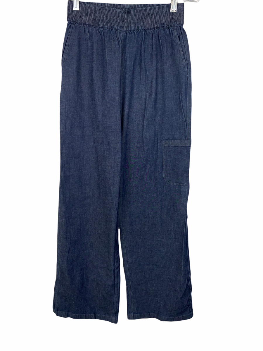 Denim & Co. Regular Denim Wide Leg Full Length Pants Dark Indigo