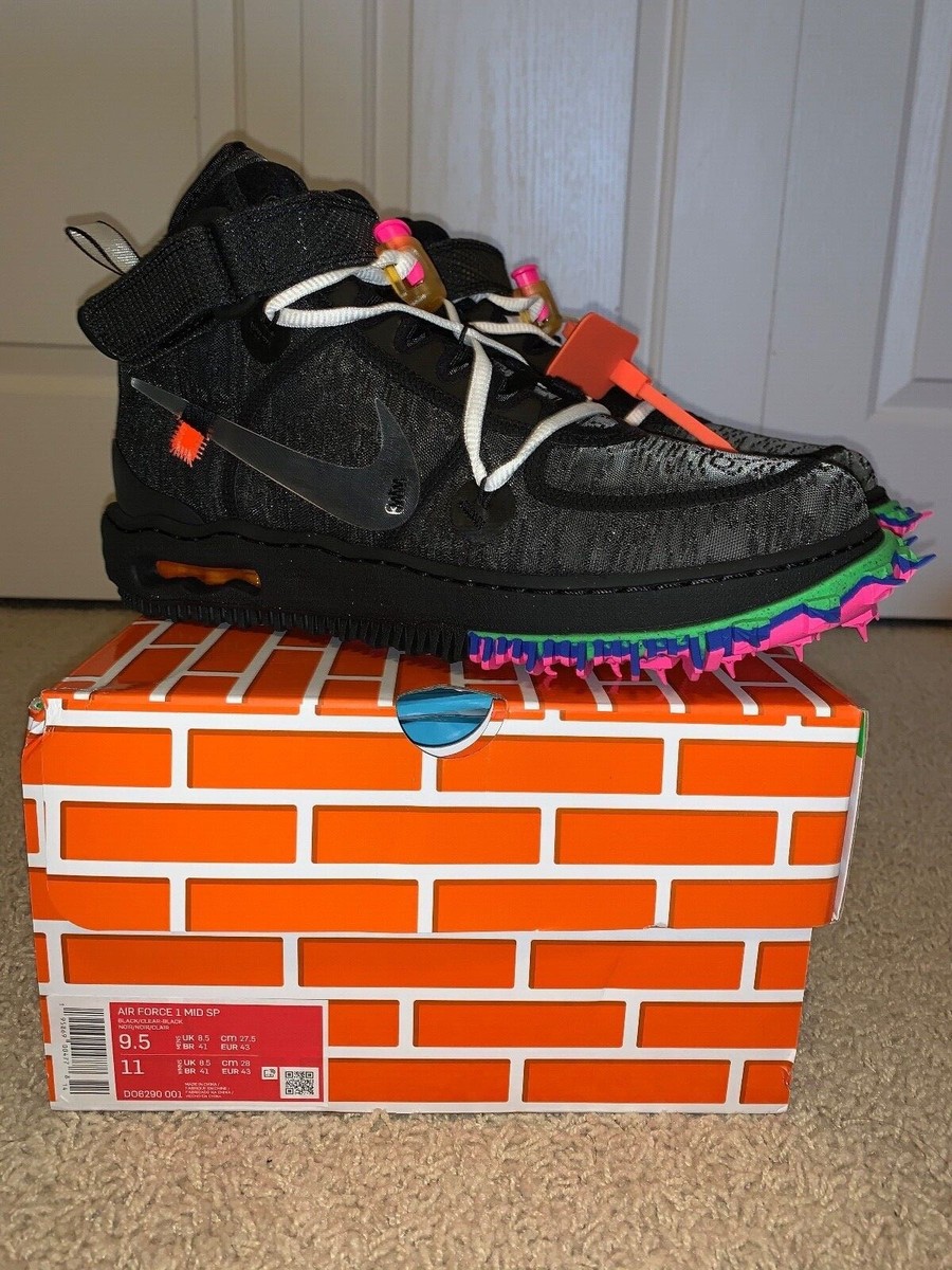 Size 9.5 - Off-White Air Force 1 Mid Black | eBay