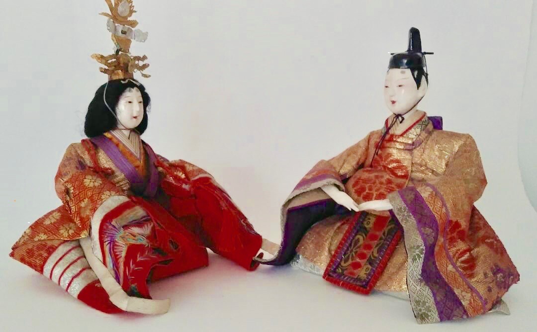 12 INCHES - Vintage - Japanese - Hina Doll - Emperor & Empress