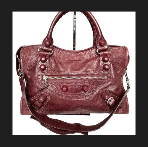 Balenciaga City distressed leather shoulder bag DARK RED/MAROON/CRANBERRY color - Picture 6 of 20