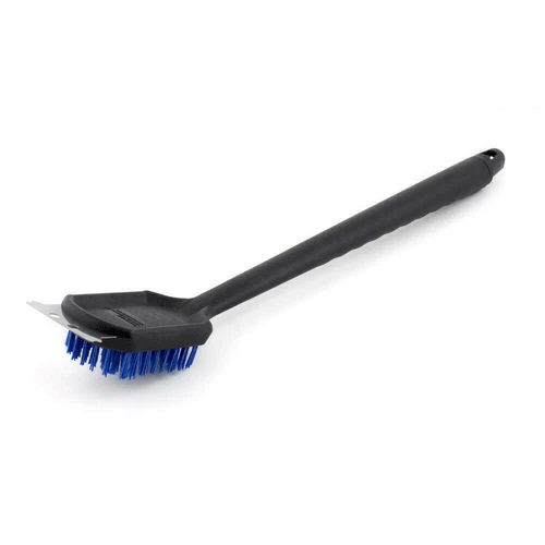 Long Handle 17" Safe Nylon Bristle BBQ Grill Cleaning Brush Steel Scraper Head