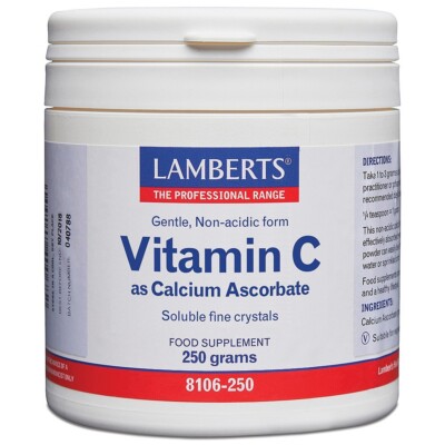 Lamberts Vitamin C as Calcium Ascorbate Soluble Fine Crystals 250g BBE 04/2027