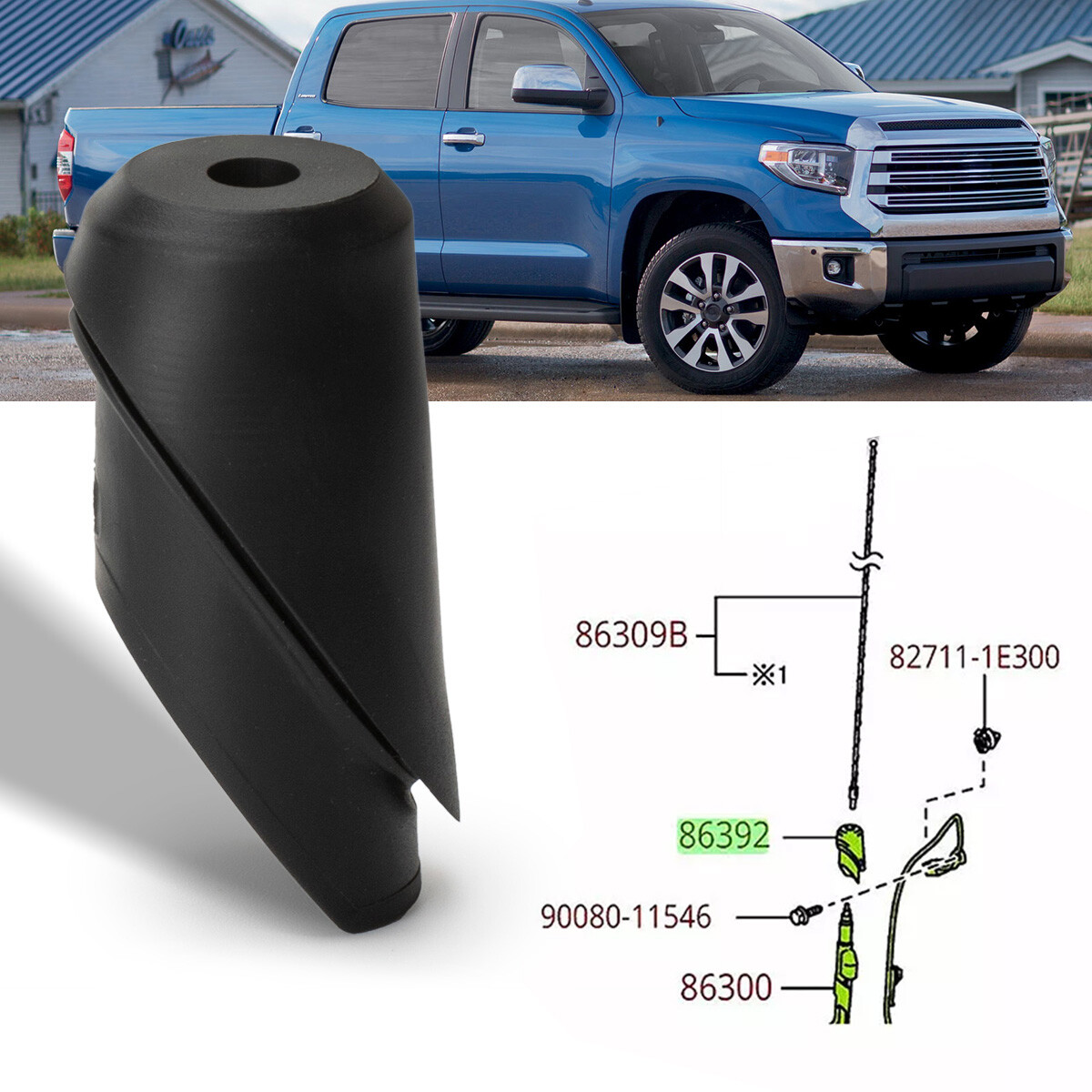 1X 86392-0C030 Antenna Base Cover Grommet Bezel Fits For Toyota Tundra 2014-2020