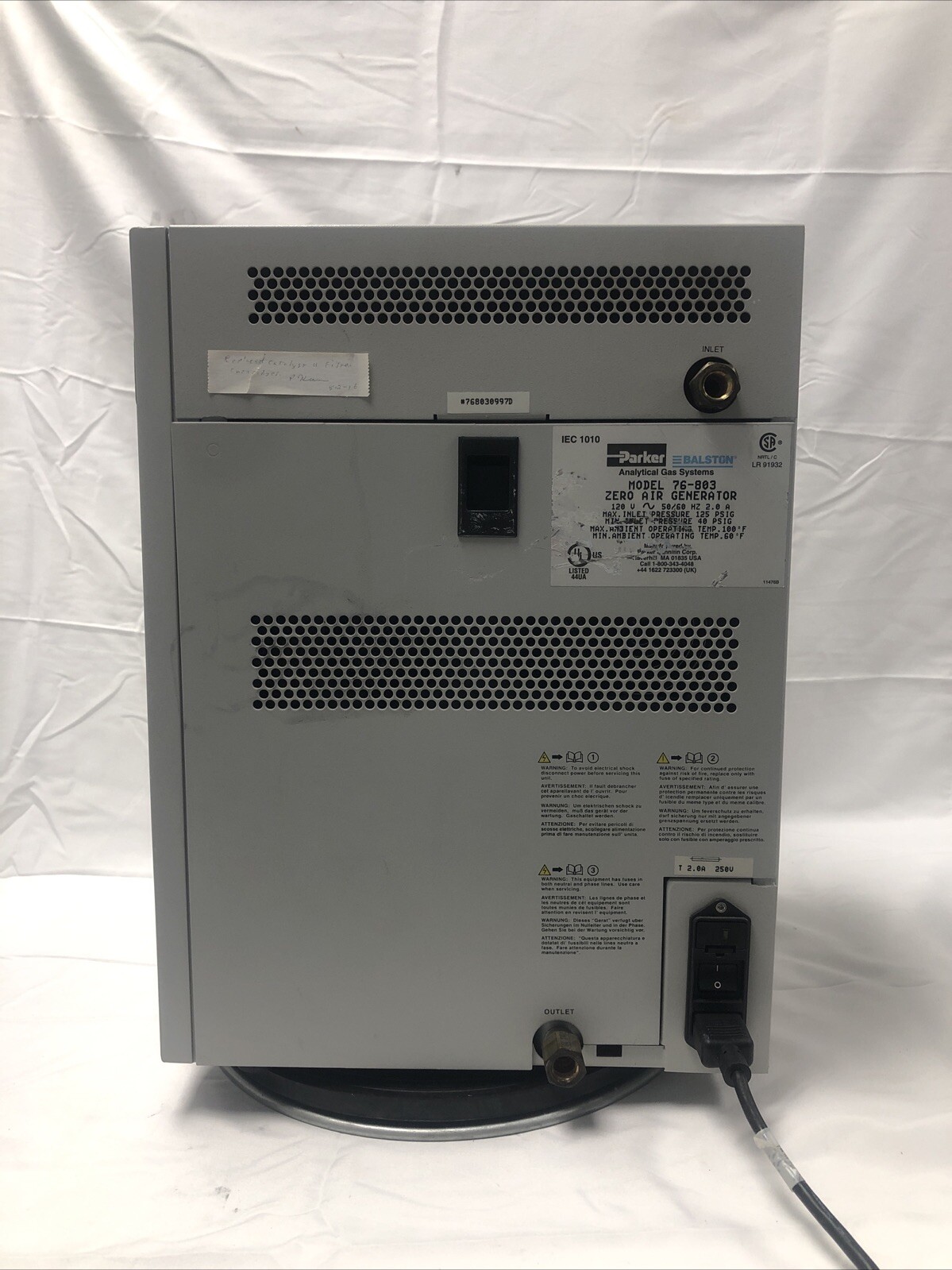 Parker Balston  Zero Air Generator Model 76-803