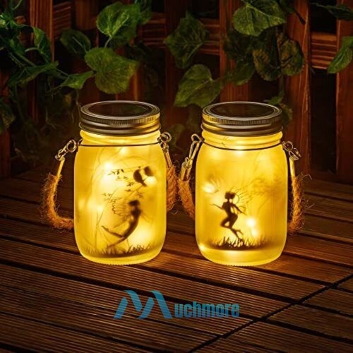 2Pack Christmas Solar Lanterns - Fairy Solar Jar Lamps for Balcony Garden Decor - Picture 2 of 15
