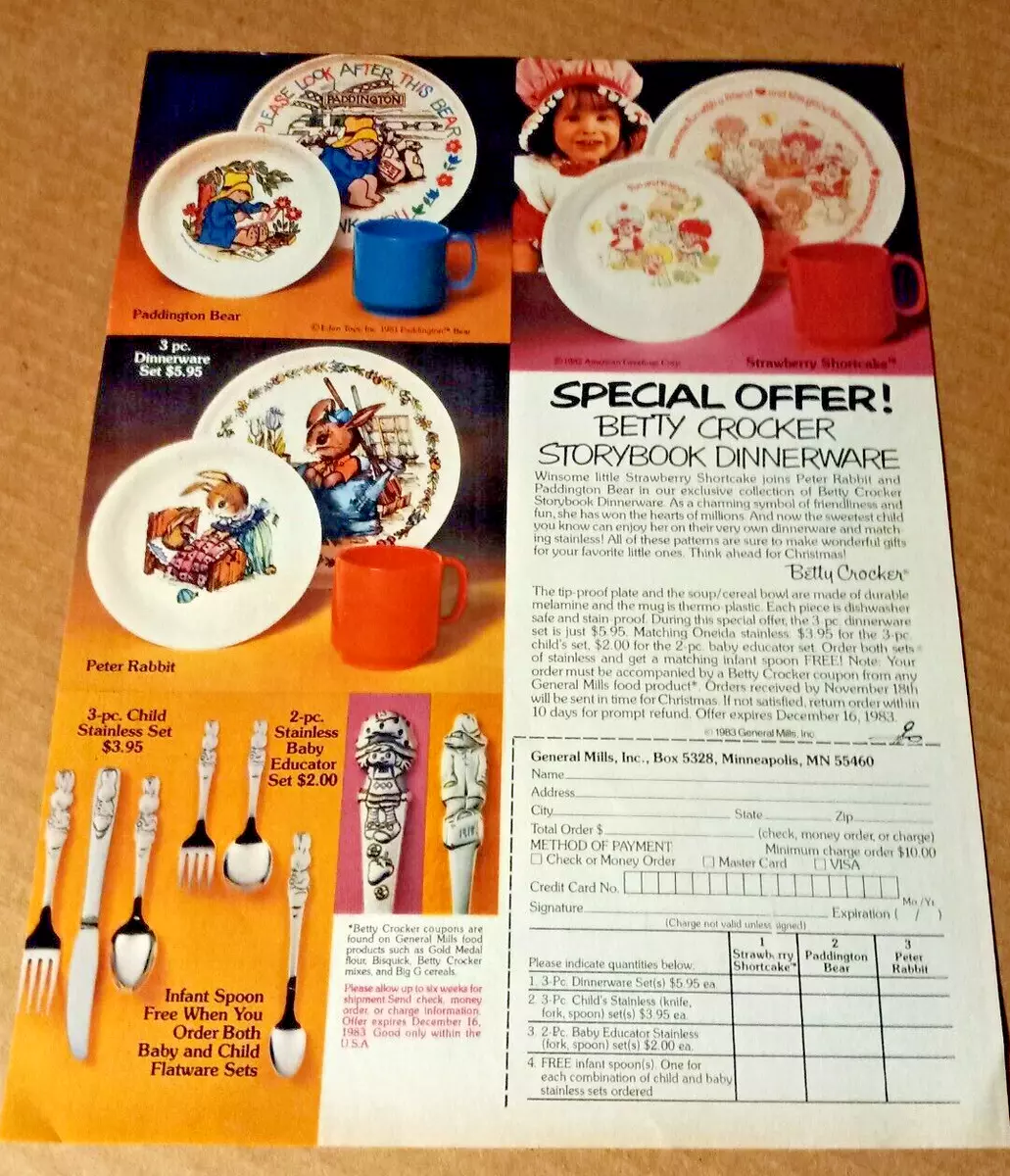 1983 print ad - Strawberry Shortcake girl dinnerware Betty Crocker