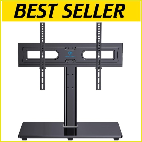 Universal TV Stand for 32-82 inch TVs - Height Adjustable, Tempered Glass Base