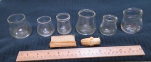 26 VACUUM MASSAGE CUPS 29 MOUTHBLOWN 3 PRESSED BELGIUM early 1900s