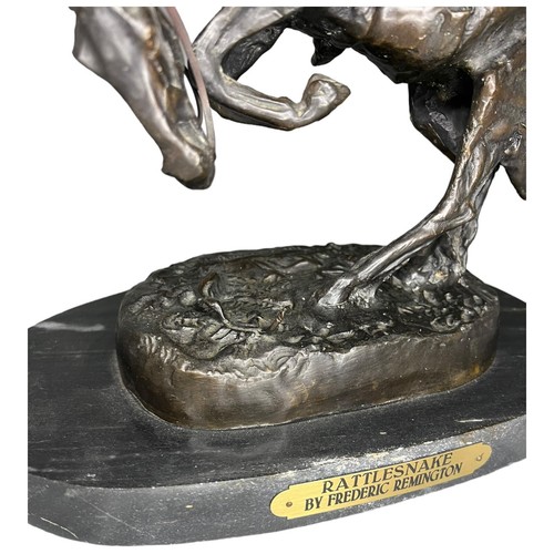Vintage Frederic Remington Rattlesnake Figure Bronze Marble REPRODUCTION 11” - Picture 2 of 5