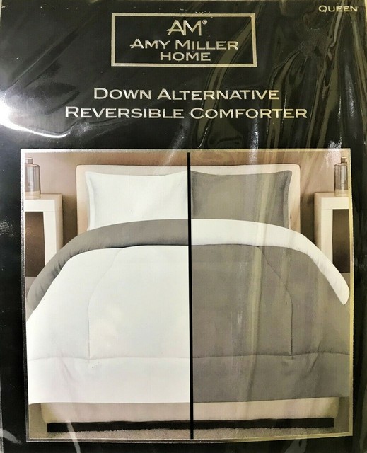 Amy Miller Home Down Alternative Reversible Queen Comforter Gray / White for sale online eBay