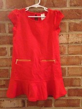 NEW Gymboree Right Meow Prep Perfect Orange Ponte Zipper Dress Stretch 5