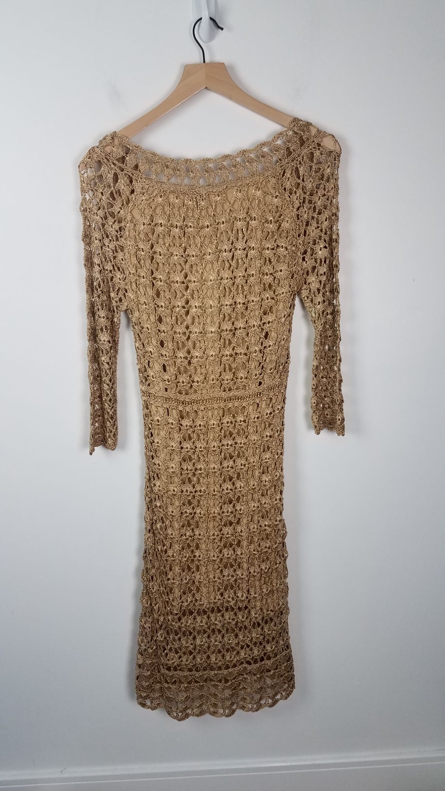 INC International Concepts Sz. L ThreeQuarterSleeve Metallic Crochet